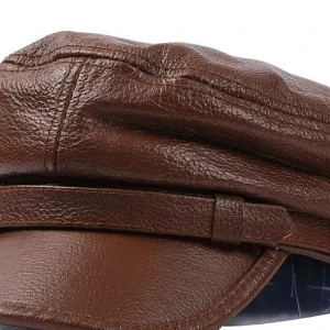 casquette en cuir marron pour homme