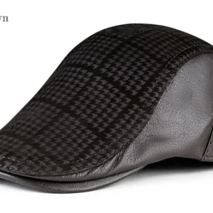 casquette en cuir homme style brad pitt marron avec motifs