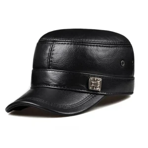casquette militaire homme cuir noire