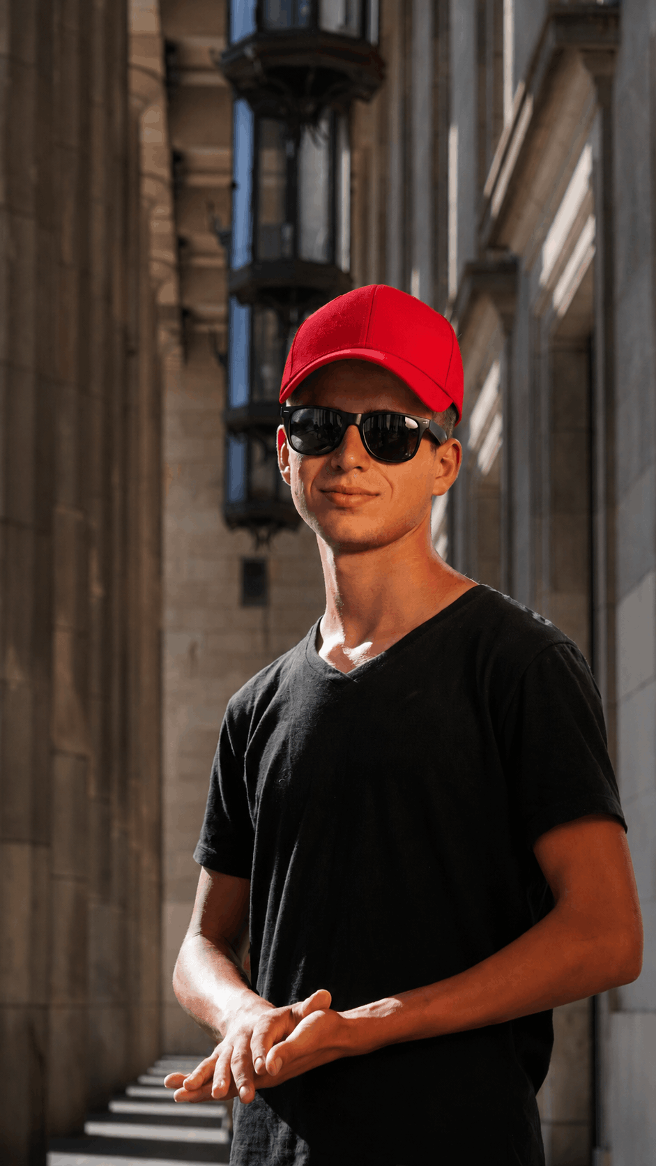Casquette baseball homme longue visière été rouge – Image 4