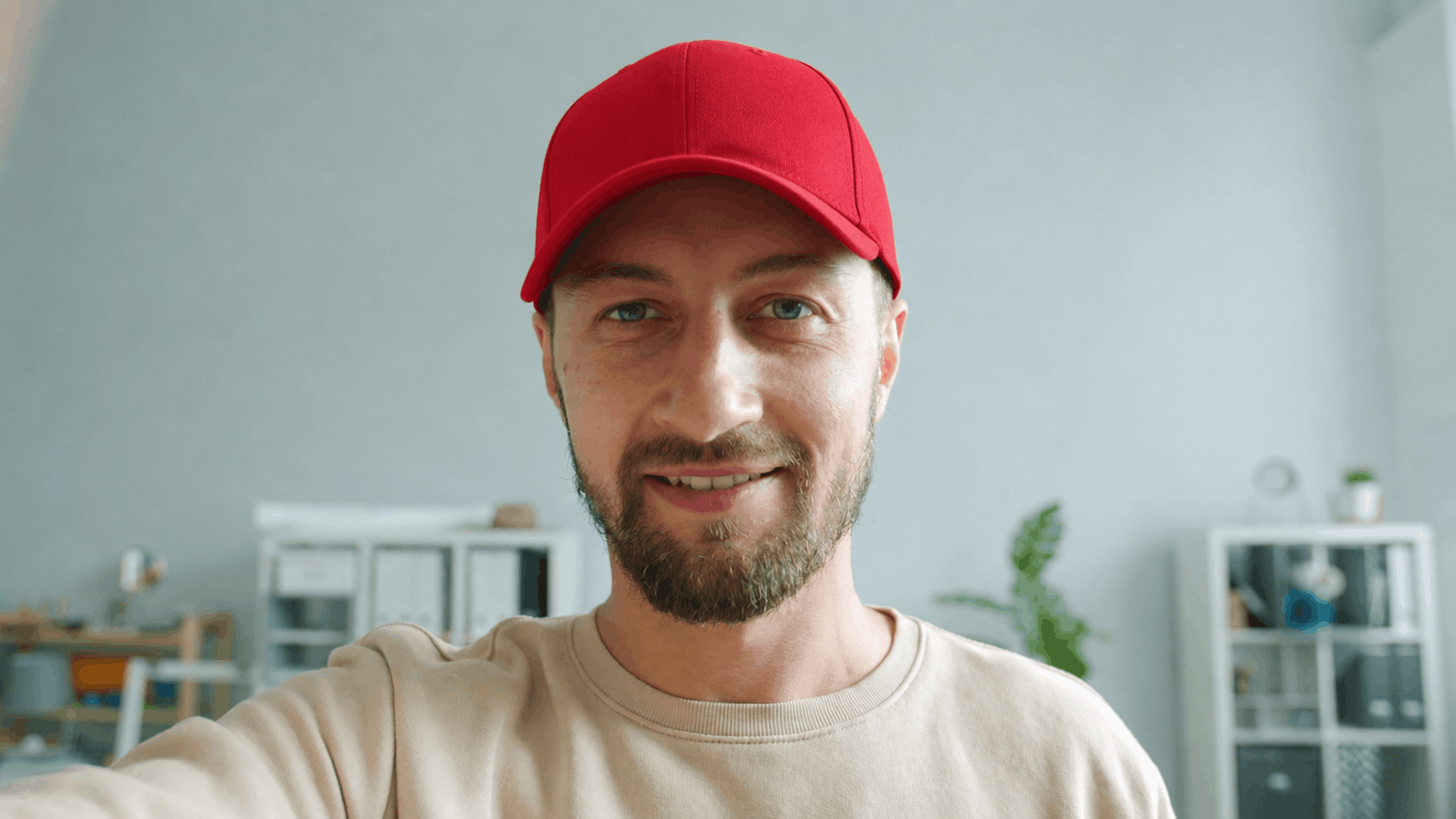 Casquette baseball homme longue visière été rouge – Image 5