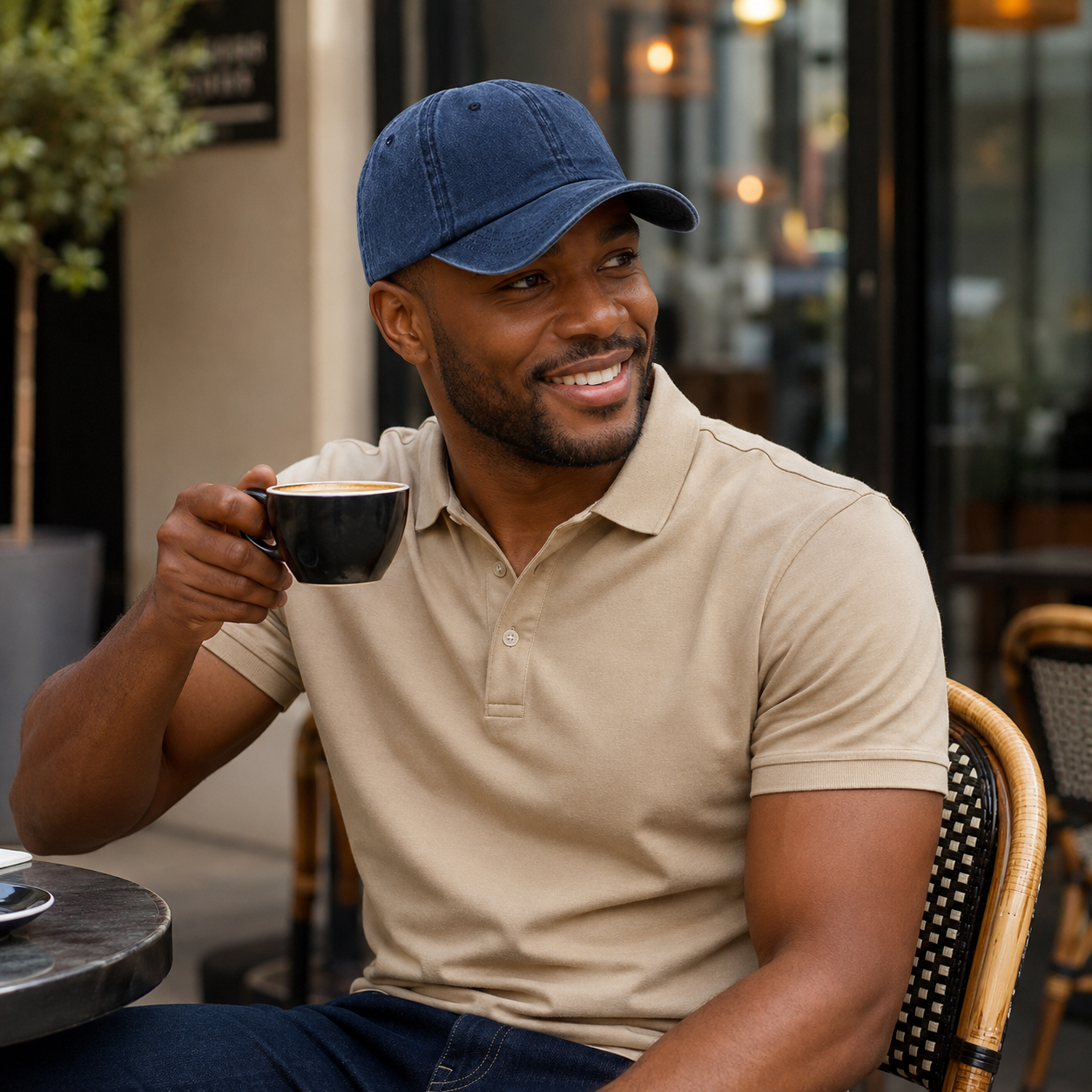 Casquette été homme en jean délavé bleu marine – Image 4