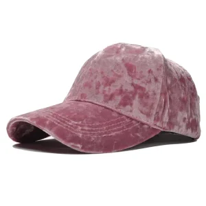 casquette en velours hiver rose