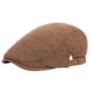 casquette plate coton homme vintage marron