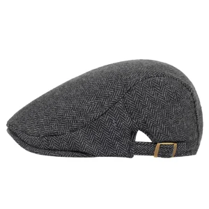 casquette plate coton homme vintage gris-foncé